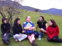We had a great time in the hill ... we went biking and my father took a misterious backpack. Inside the backpack ... �water? �No! A bottle of pisco sour and glasses for everyone :-)