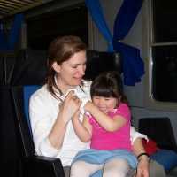 P. y su hija A. en el tren camino a Tivoli

P. and her daughter A. in the train to Tivoli