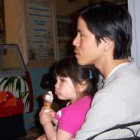 E. y su hija A. disfrutando un helado

E. and his daughter A. enjoying an icecream