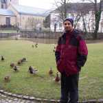 En el centro de la ciudad hay una fuente natural y patos.

In the center of the city there is a natural fountain and ducks.