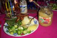 Algo que nos pareci� raro pero queda bastante bien: pur� de manzanas para las acompa�ar las papasSomething that seemed weird to us but is quite good: apple pur� for the potatoes