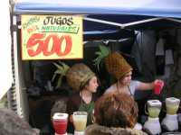 Un puesto bonito donde venden vasos de jugo natural a $500 (1 USD)A nice stalll where they sell glasses of natural juicy at 1 USD/glass
