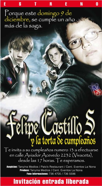 El 6 de diciembre mi hijo Felipe cumpli� 13 a�osOn December 6th my son Felipe turned 13