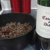 Cooking soy meat with Casillero del Diablo